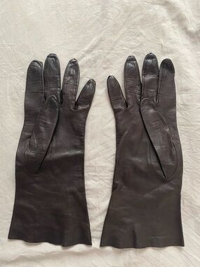 Classic Long Leather Gloves - Dark Brown